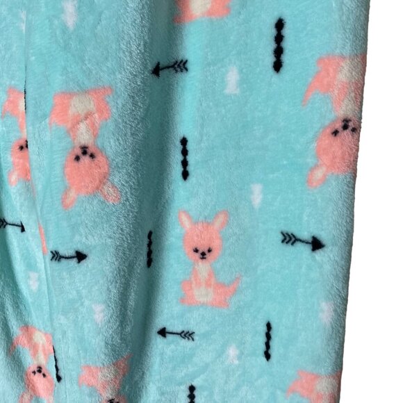 NEW Pugs Apparel Women Ultra Soft Fuzzy Blue Kangaroo Arrows PJ Pajama Pants MED - Picture 2 of 6